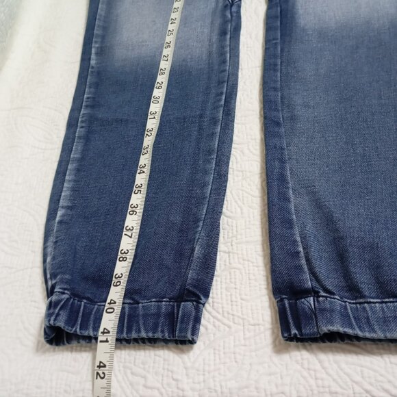Track Denim Jogger Pants Size 30 Blue Elastic Cuffs Cotton Mens Casual Wear - Picture 9 of 9